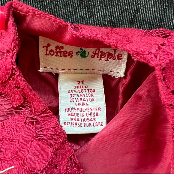 Toffee Apple Red Lace Dress Size 2T - Picture 2 of 4